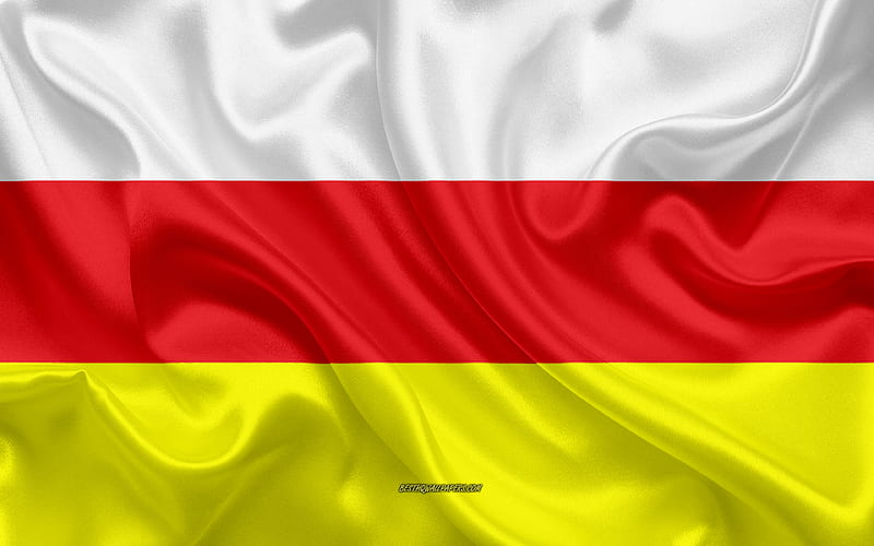 Flag of North Ossetia silk flag, Federal subjects of Russia, North Ossetia flag, Russia, silk texture, North Ossetia Republic, Russian Federation, HD wallpaper