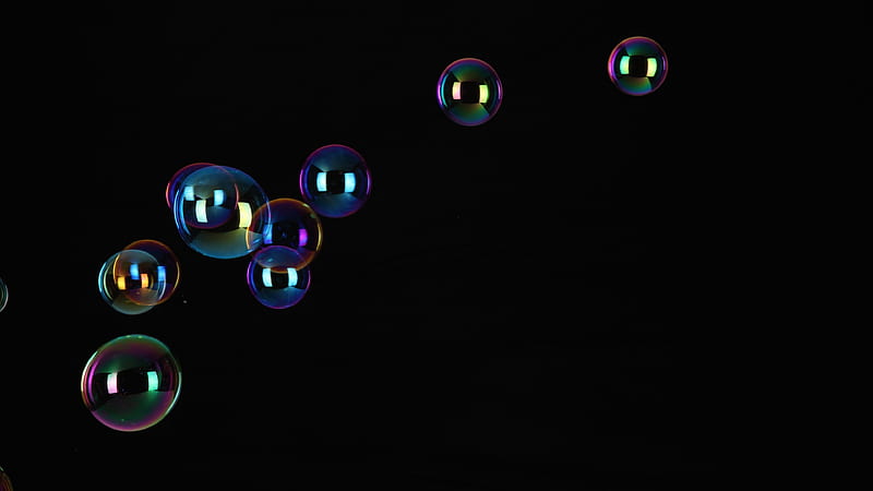 soap bubbles, black background, glow, Others, HD wallpaper