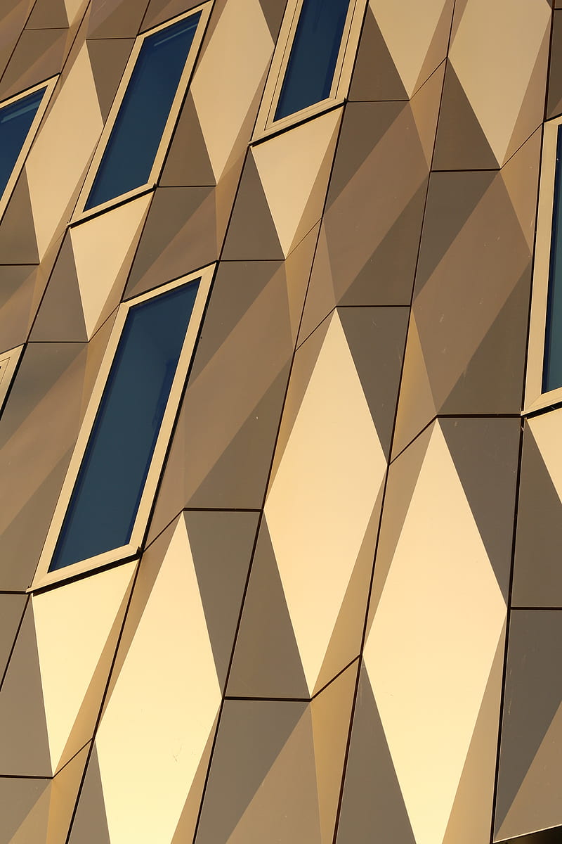 facade, building, architecture, geometry, polygon, relief, HD phone wallpaper