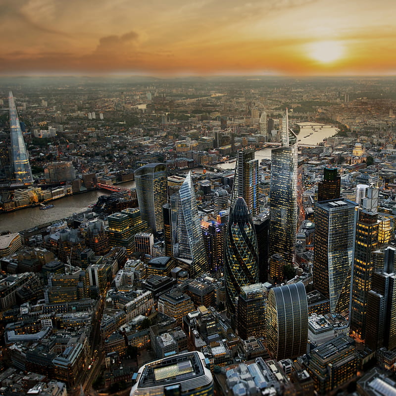 London Town, britain, building, city, england, sun, sunset, uk, HD phone wallpaper