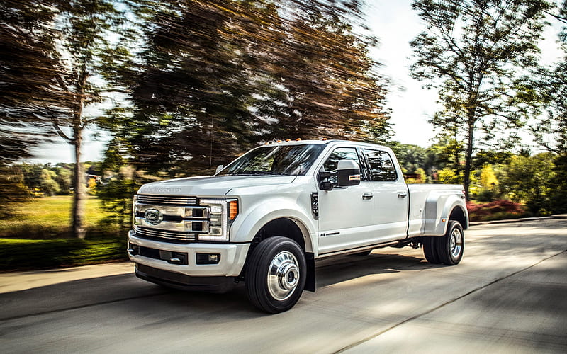 Ford F-450 Limited, 2018 new cars, white pick-up F-450, limited edition, American cars, Ford, HD wallpaper