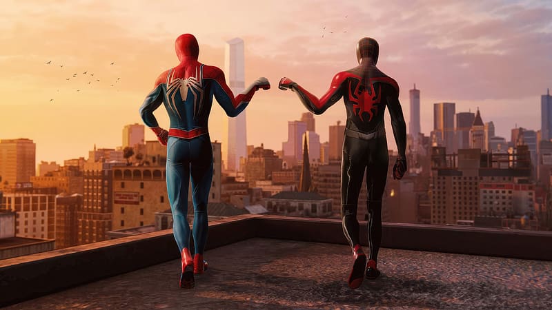 Spider Man Guides The Young Hero, spiderman, superheroes, artwork, artist, digital-art, HD wallpaper