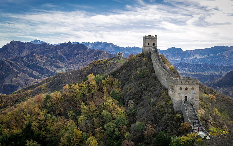 Great Wall of China, Hebei, autumn, mountain landscape, landmark, China, Jinshanling, Great Wall, HD wallpaper