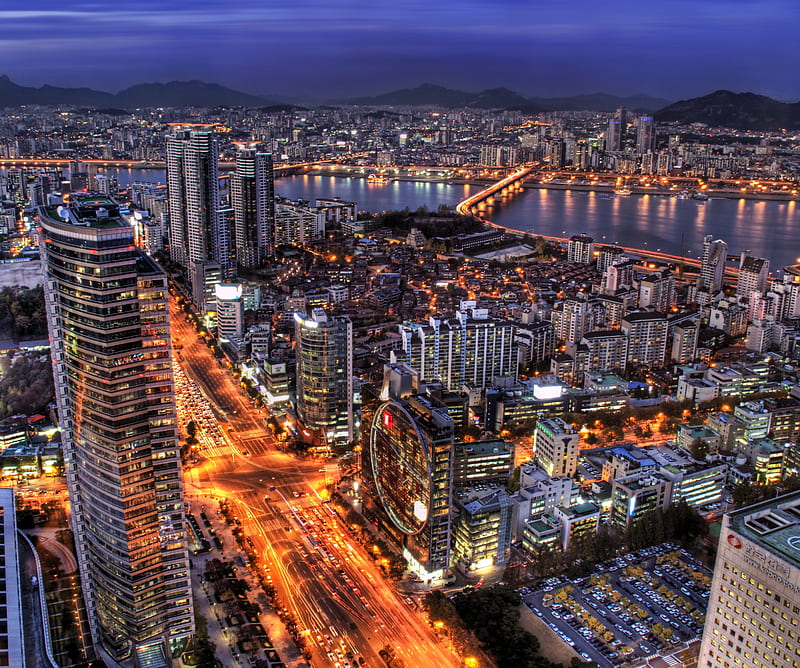 Seoul, city, korea, korean, night, night view, HD wallpaper