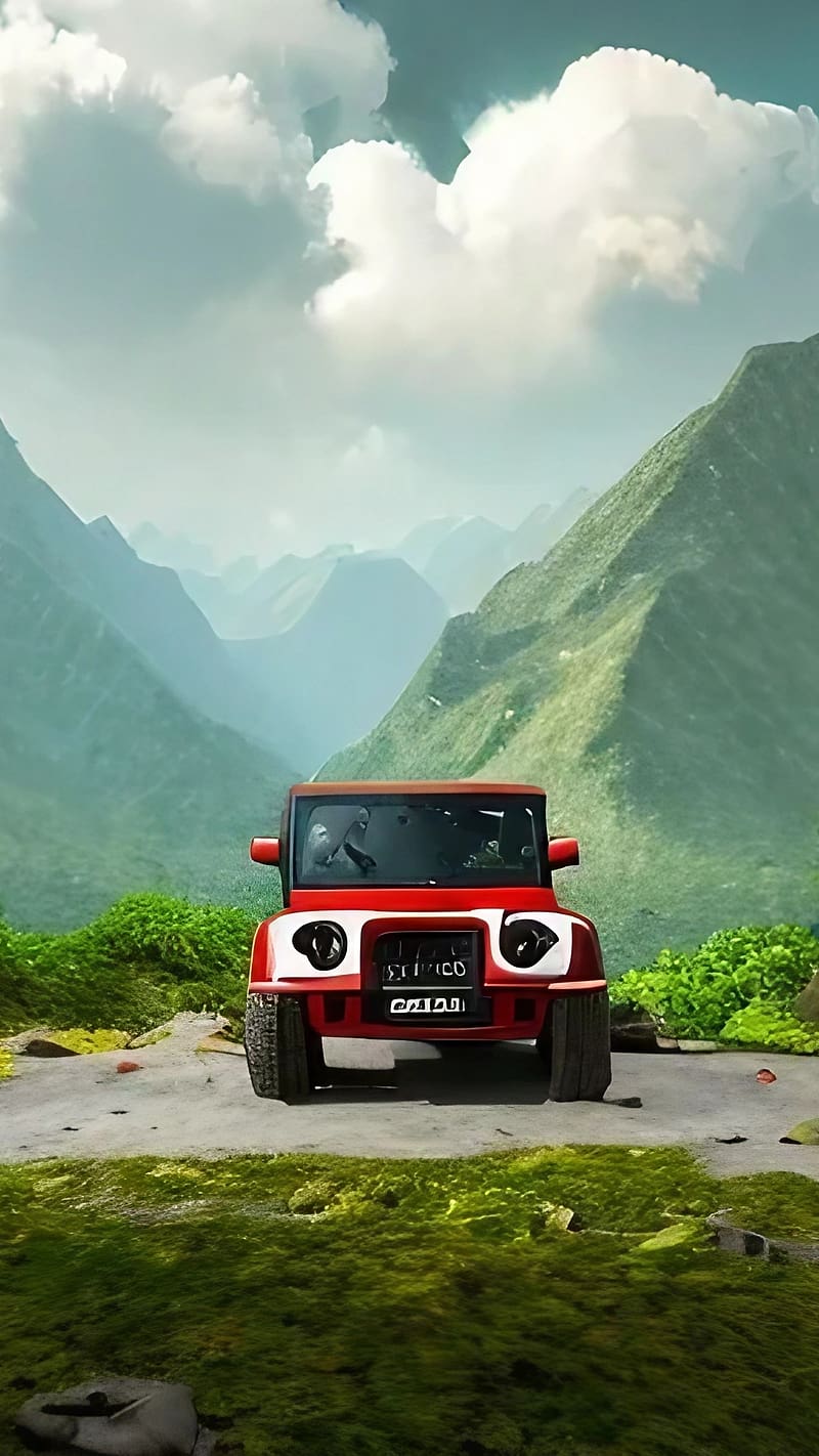 Mahindra Thar Ka, Greenery Mountains Background, mahindra thar ke, car, HD phone wallpaper