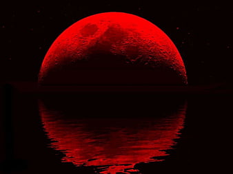 BLOOD RED MOON, red, moon, reflection, blood, HD wallpaper | Peakpx