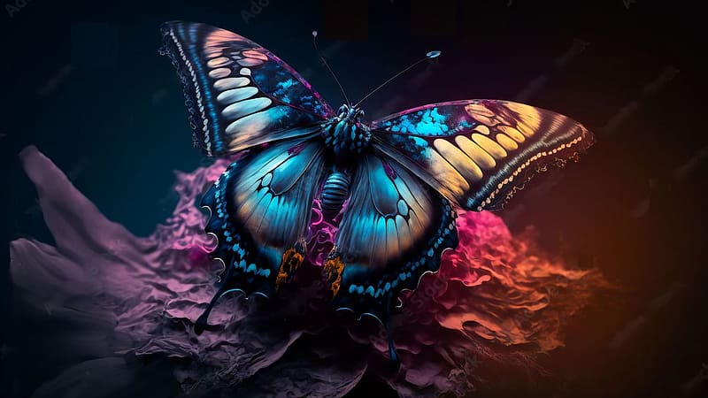 Butterfly Fantasy, AI, insect, wings, art, colors, blossom, HD wallpaper