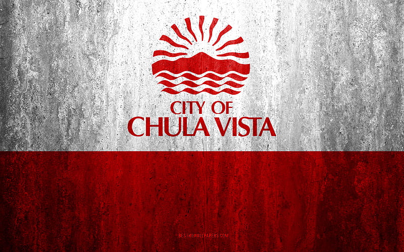 Flag of Chula Vista, California stone background, American city, grunge flag, Chula Vista, USA, Chula Vista flag, grunge art, stone texture, flags of american cities, HD wallpaper