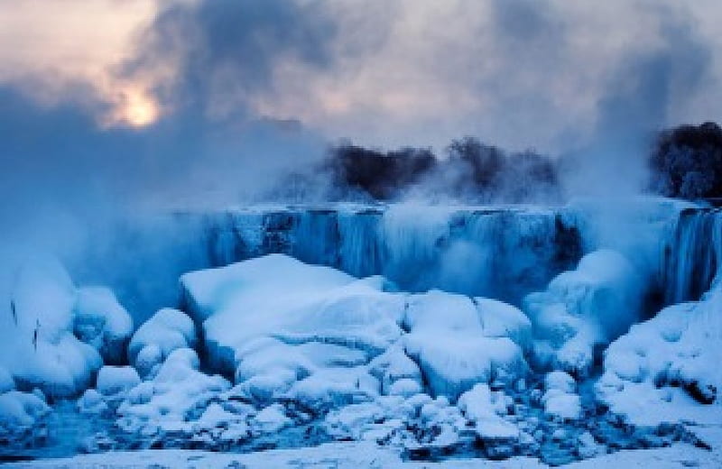 Frozen Niagara Falls, Icy Wonderland, Waterfalls, Frozen, Ice, Nature, HD wallpaper