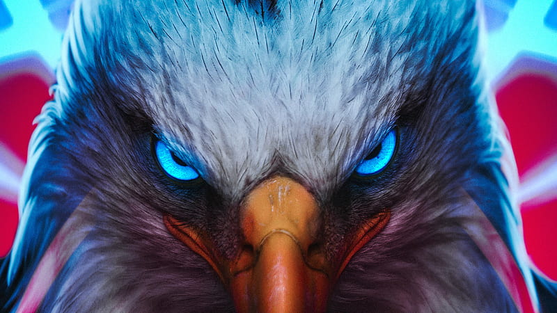 Eagle Glowing Angel Eyes , eagle, artist, artwork, digital-art, HD wallpaper