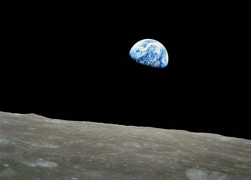 Earthrise, moon, cool, planet, space, fun, earth, HD wallpaper