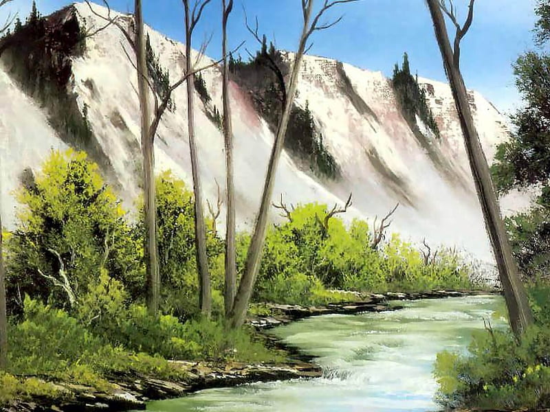 Flowing Stream, stream, art, bushland, mountains, HD wallpaper