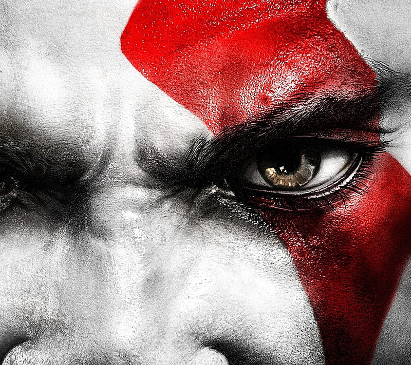 God Of War, eye, kratos, red, HD wallpaper