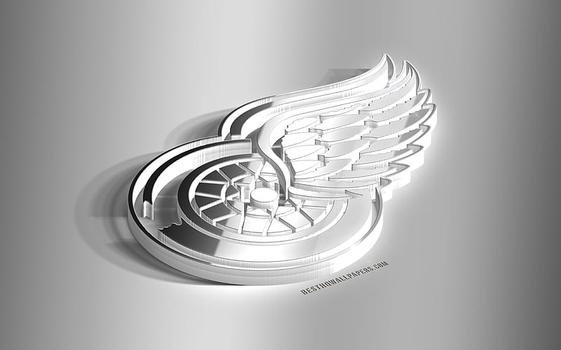 Detroit Red Wings, 3D steel logo, American Hockey Club, 3D emblem, NHL, Detroit, Michigan, USA, National Hockey League, Detroit Red Wings metal emblem, hockey, creative 3d art, HD wallpaper