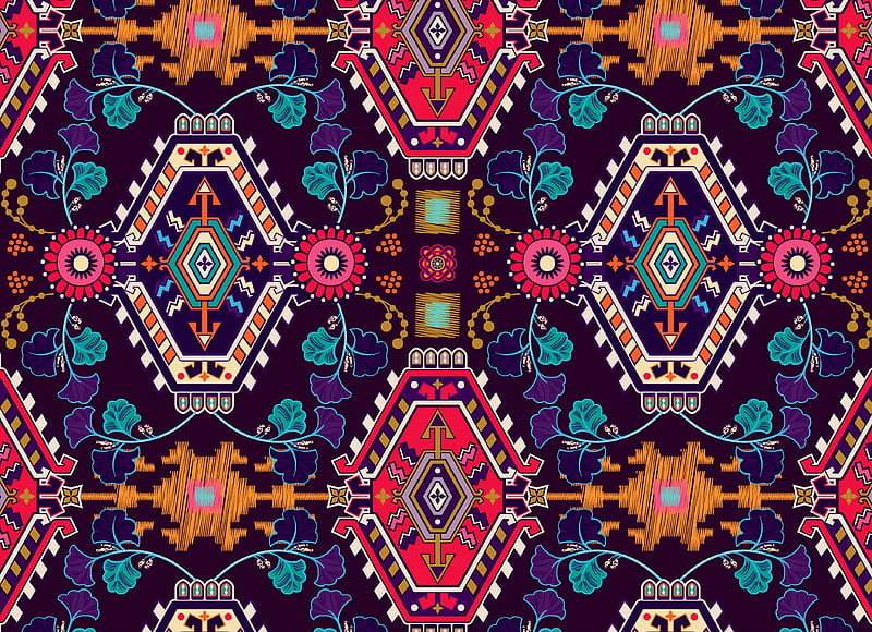 pattern, ornament, motif, colorful, texture, HD wallpaper