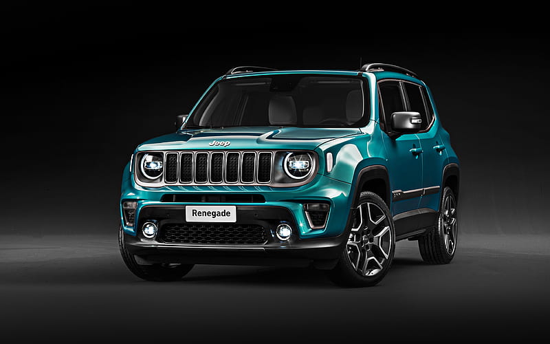 Jeep Renegade Limited, 2019 front view, exterior, new blue Renegade, american crossover, Jeep, HD wallpaper