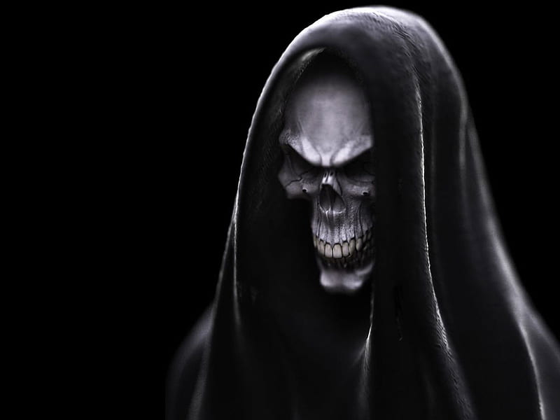 Hooded Skeleton, black, skeleton, HD wallpaper