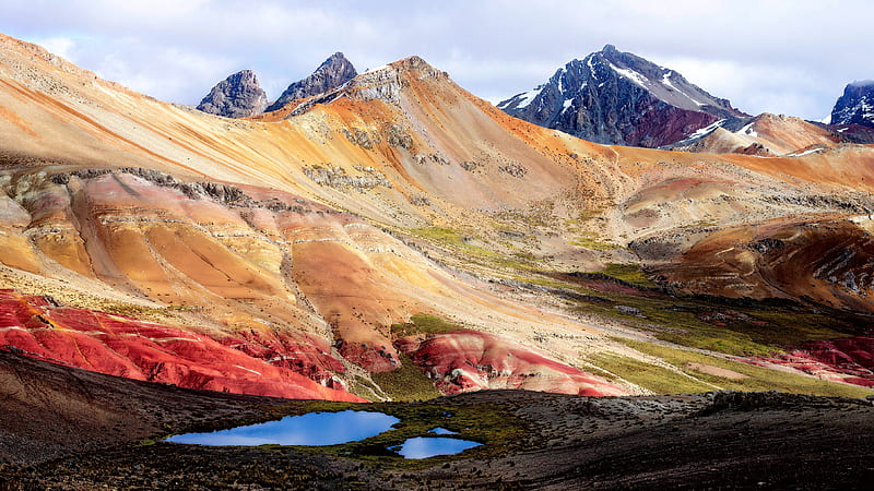 The Colorful Nevado Anticona, Peru, colorful, nature, peru, mountains, HD wallpaper