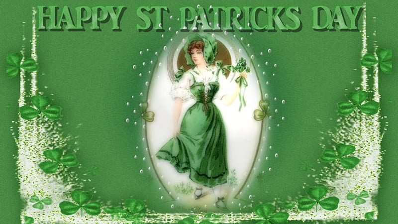 Vintage St Patrick, St pattys Day, St Patricks Day, Irish lass, Green, Irish, St patrick, HD wallpaper