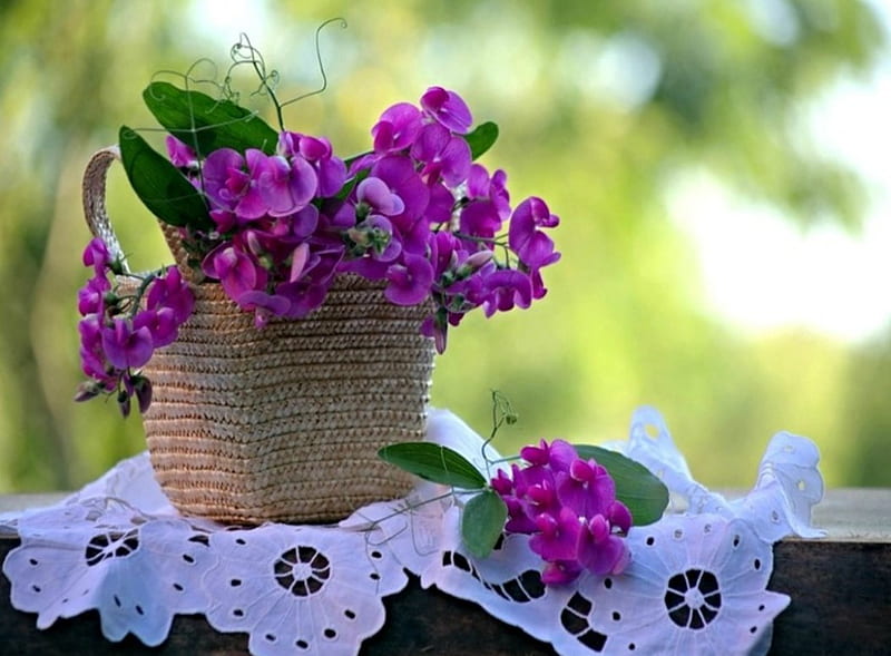 Flower Arrangements, flowers, decorate, morning, basket, HD wallpaper