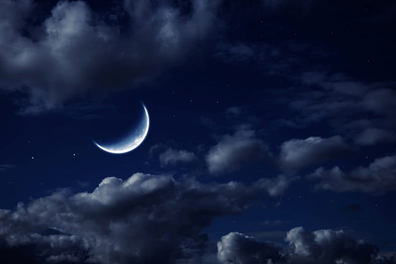 New moon, moon, cloud, moon, new, sky, blue, night, HD wallpaper | Peakpx