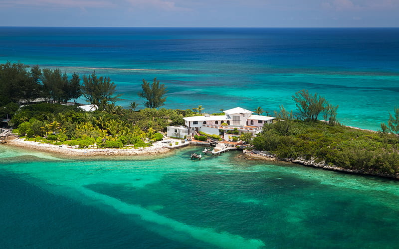 Nassau, Atlantic Ocean, tropical island, Bahamas, resort, beach, coast, luxury villa, HD wallpaper