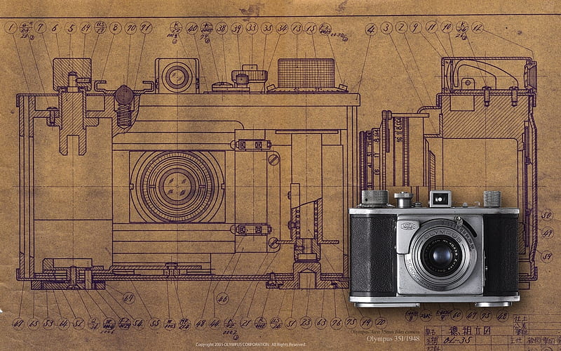 Camera, classic, vintage, diagram, HD wallpaper