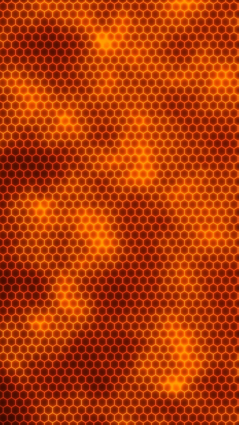 Hexernalgon 6, geometric, hexagon, honeycomb, orange, technology, HD phone wallpaper
