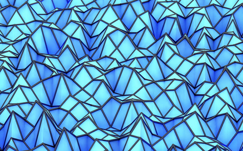 Blue mosaic texture, mosaic background, blue geometric background, blue abstraction, glass texture, HD wallpaper