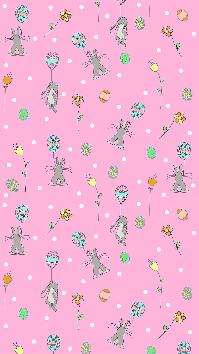easter pattern, Easter, bunny, eggs, happy, happy Easter, holiday, rabbits, religion, spring, tulips, HD phone wallpaper