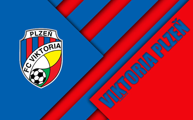 FC Viktoria Plzen logo, material design, red blue abstraction, Czech football club, Plzen, Czech Republic, football, Czech First League, HD wallpaper