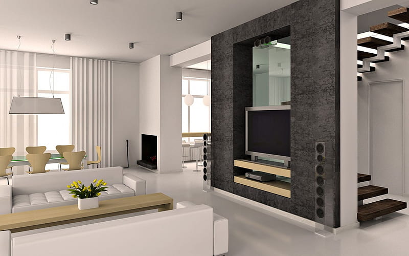 Lovely Modern Room Design, desenho, architecture, modern, rooms, HD wallpaper