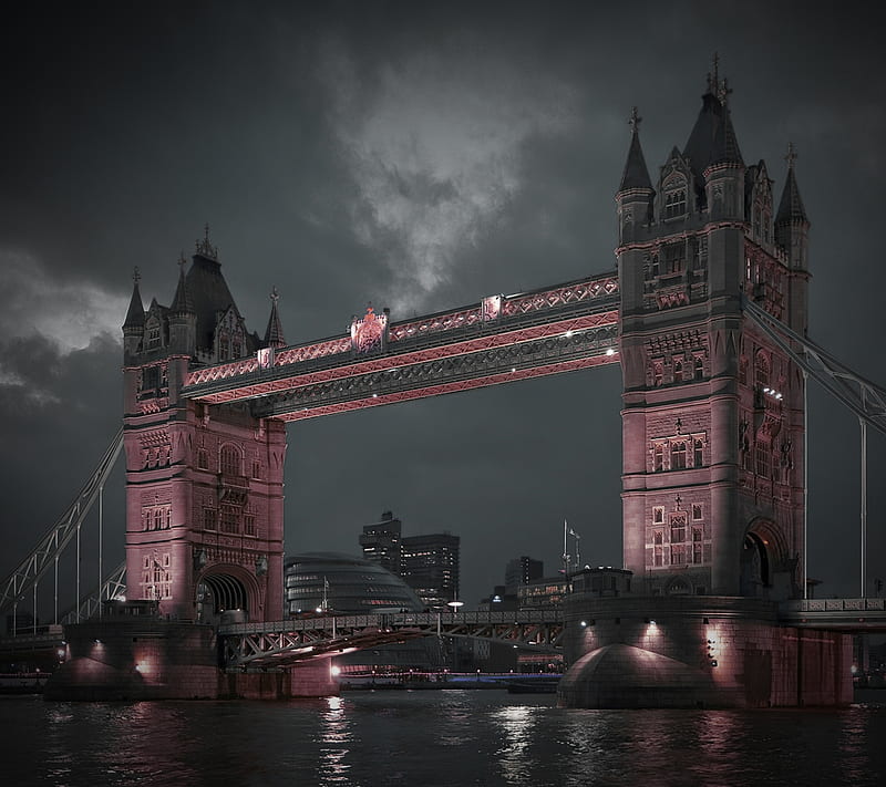 Tower bridge, art, bridge, building, city, dark, europe, london, tower, town, uk, HD wallpaper