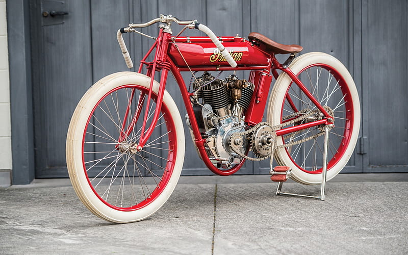 Indian 1911, retro motorcycle, rarity, red old motorcycle, American brand, Indian, HD wallpaper