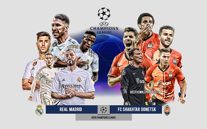 Real Madrid vs FC Shakhtar Donetsk, Group B, UEFA Champions League, Preview, promotional materials, football players, Champions League, football match, Real Madrid, FC Shakhtar Donetsk, HD wallpaper