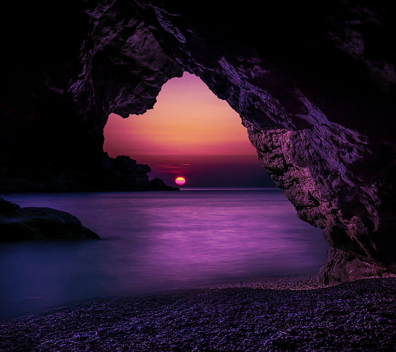 Summer Sunset, beach, purple, HD wallpaper