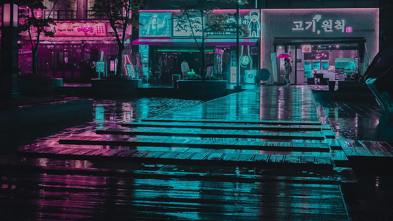 graphy Of Store Facades During Nighttime Vaporwave, HD wallpaper