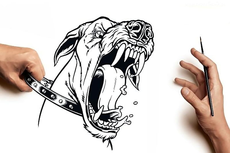 Dog, hands, pencil, drawing, HD wallpaper | Peakpx