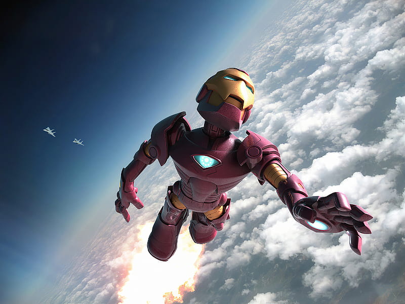 Iron Man Above Clouds, iron-man, superheroes, artwork, artstation, HD wallpaper