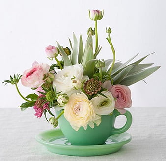 Taza de té preciosa, naturaleza muerta, preciosa, ramo, flores, taza de té,  Fondo de pantalla HD | Peakpx