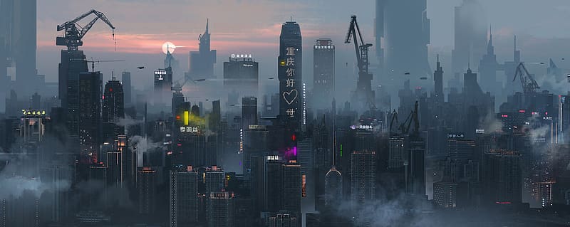 City, Building, Sci Fi, China, Cyberpunk Cityscape, HD wallpaper