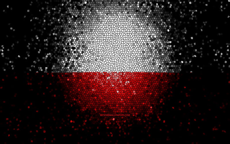 Polish flag, mosaic art, European countries, Flag of Poland, national symbols, Poland flag, artwork, Europe, Poland, HD wallpaper