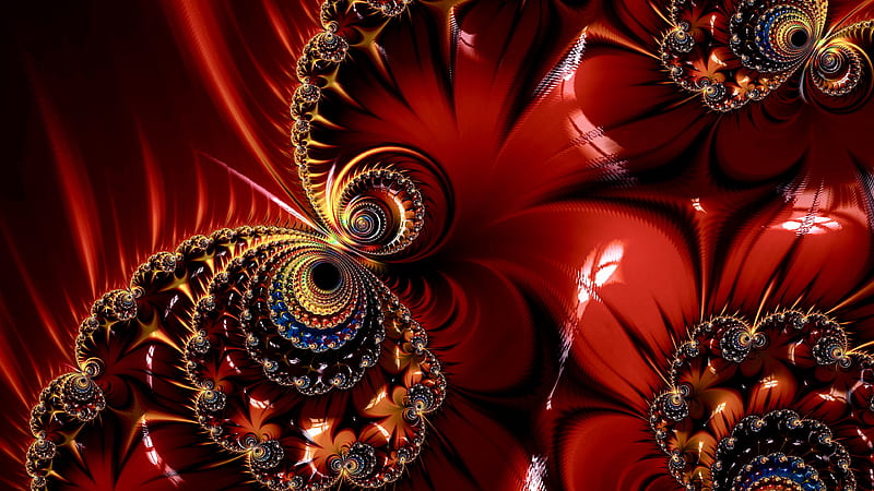 Red Blue Purple Fractal Glare Pattern Abstraction Abstract, HD wallpaper