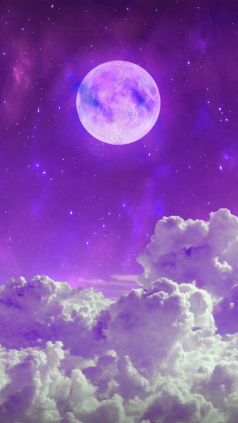 Purple Moon Cute Moon Galaxy HD wallpaper  Pxfuel