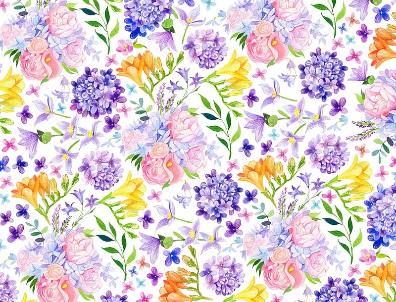 Pattern, yellow, blue, green, sia, texture, flower, pink, white, HD wallpaper