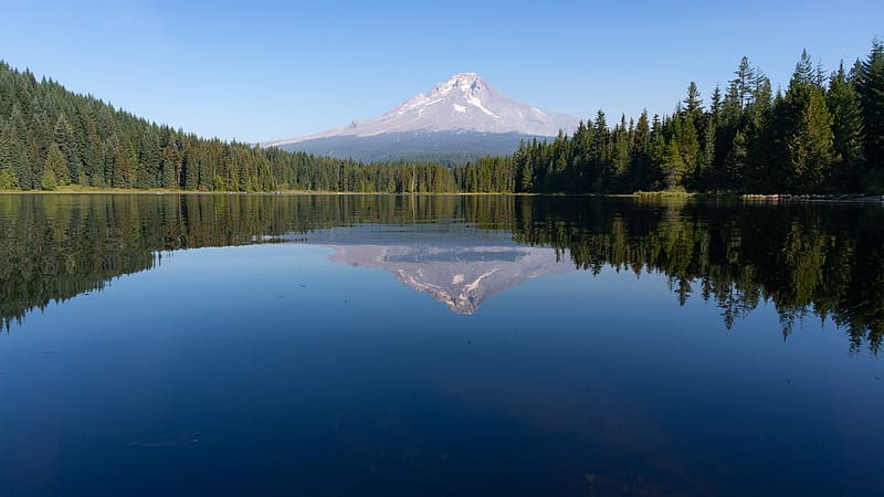 Mountain, forest, lake, landscape, nature, reflection, HD wallpaper ...