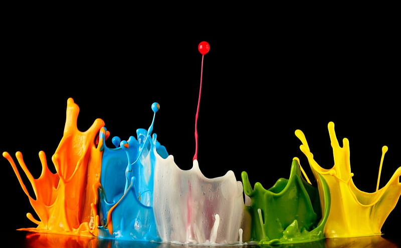 red, paint, orange, black, yellow, rainbow, abstract, splash, green, white, blue, HD wallpaper