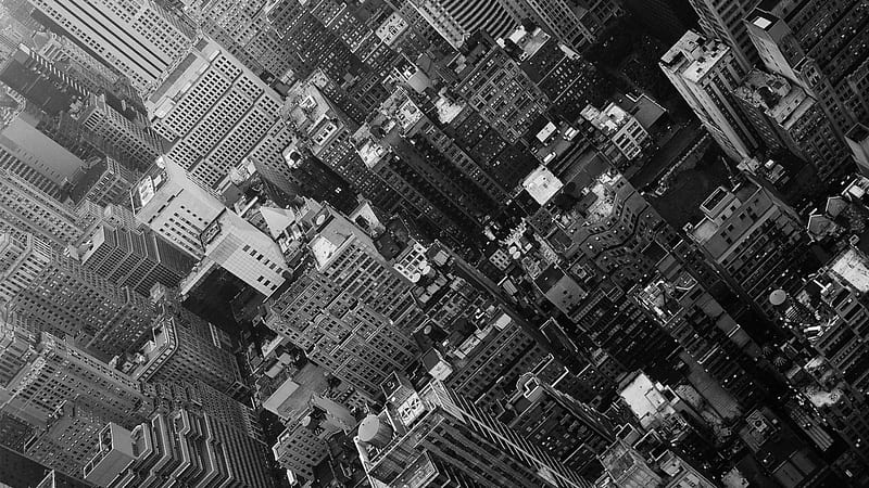 new york city urban scape in black and white, city, urban, black and white, angle, skyscrapers, HD wallpaper