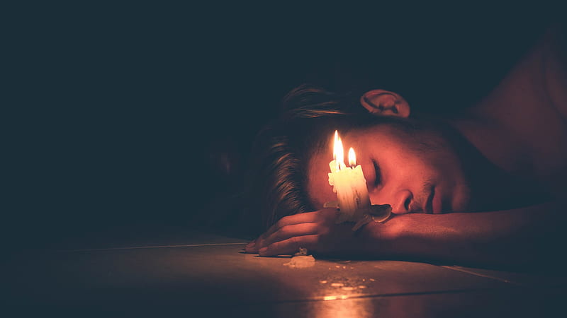 Sad Man With Candles On Hand Depression, HD wallpaper