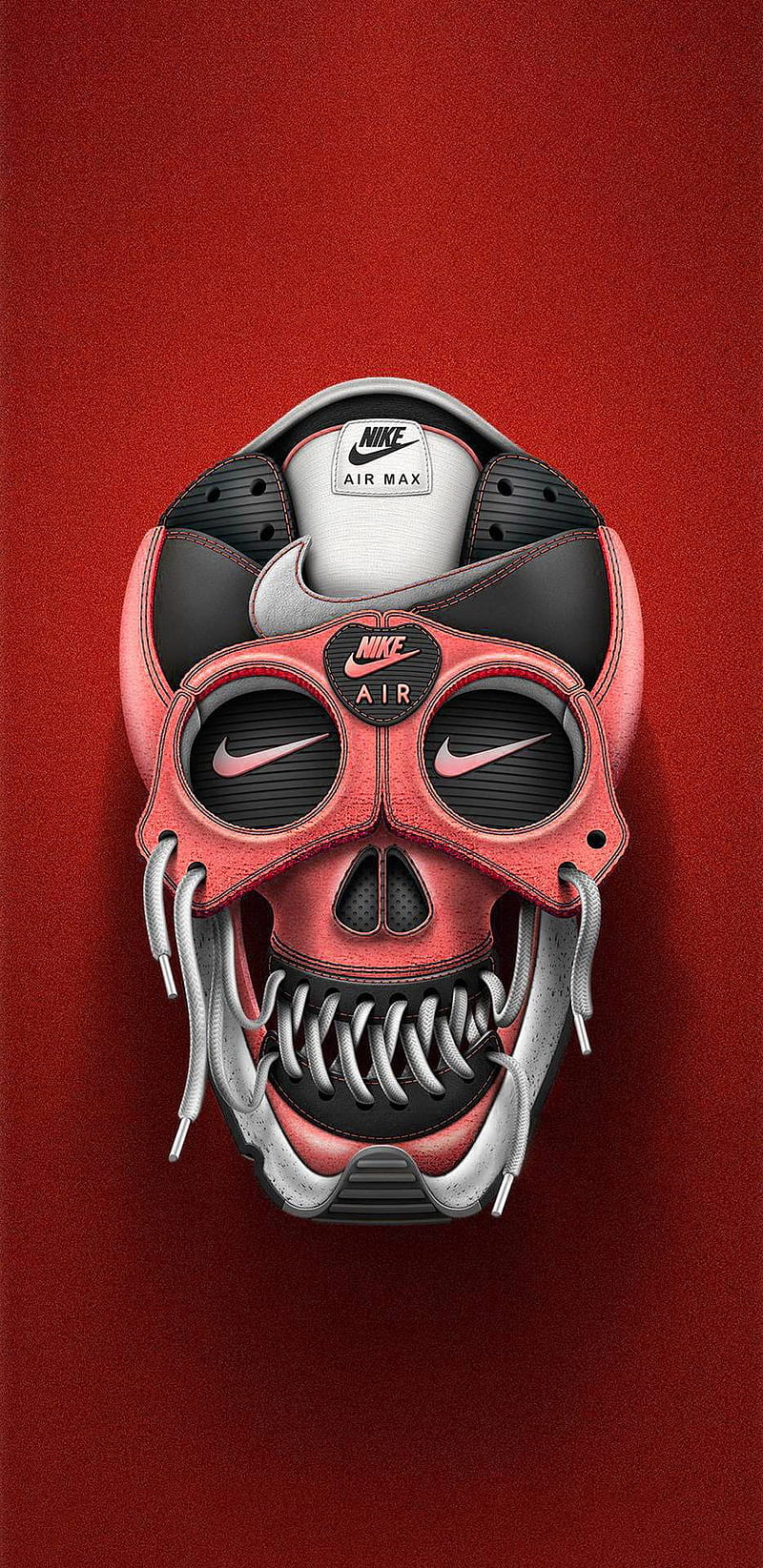 Nike Skull Red , skull, chef, air, HD phone wallpaper